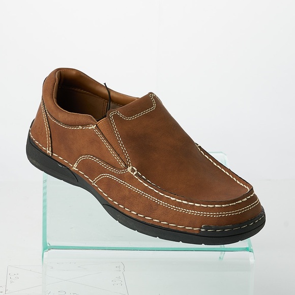 Izod Charlie Dark Tan Memory Foam Slip On Shoe New - Picture 2 of 8